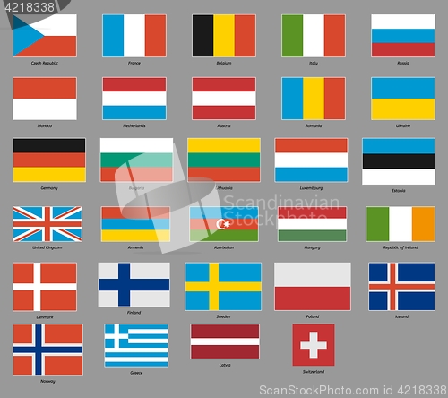 Image of flags of 29 european states