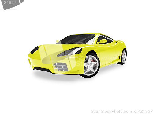 Image of isolated yellow super car front view