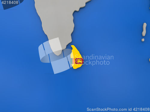 Image of Sri Lanka on globe