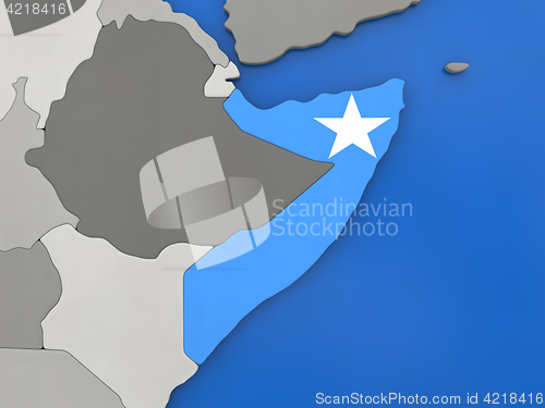 Image of Somalia on globe