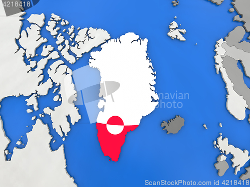 Image of Greenland on globe
