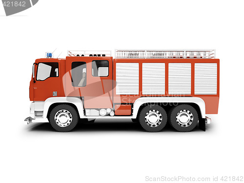 Image of Firetruck isolated side view