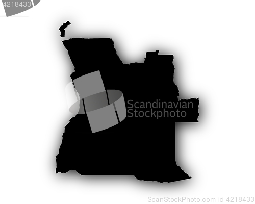 Image of Map of Angola with shadow