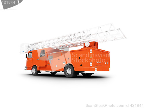 Image of Firetruck long isolated back view