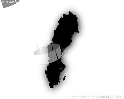 Image of Map of Sweden with shadow