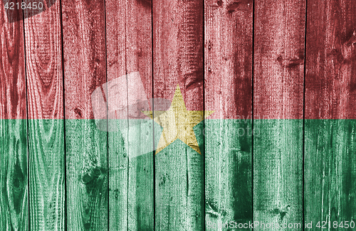 Image of Flag of Burkina Faso on weathered wood