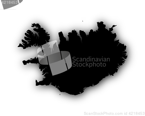 Image of Map of Iceland with shadow