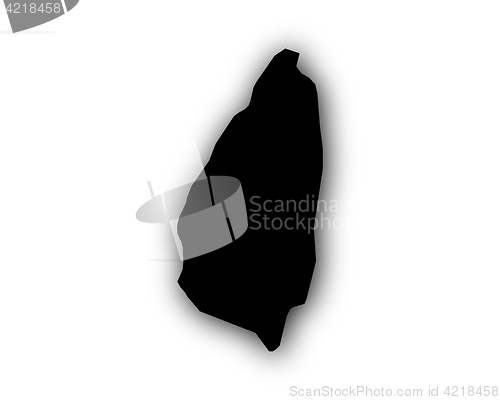 Image of Map of Saint Lucia with shadow