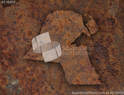Image of Map of Kuwait on rusty metal