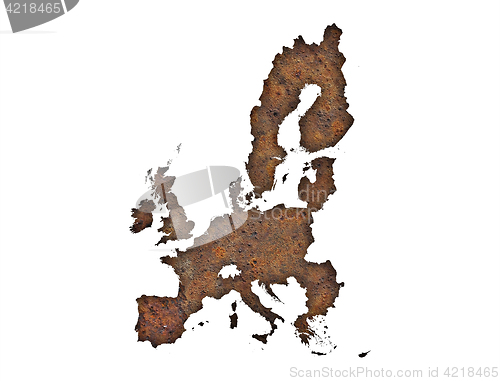 Image of Map of the EU on rusty metal