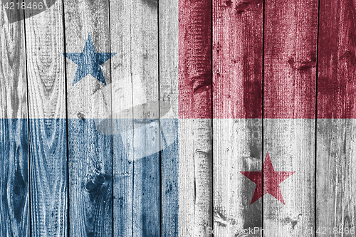 Image of Flag of Panama on weathered wood