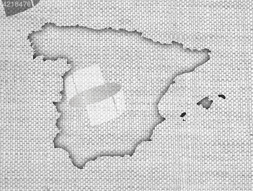 Image of Map of Spain on old linen