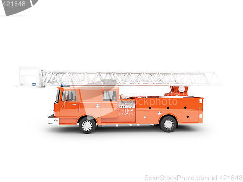 Image of Firetruck long isolated side view