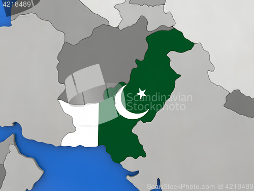 Image of Pakistan on globe