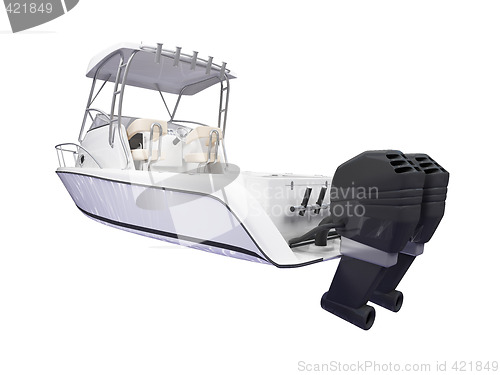 Image of Fish Boat isolated back view