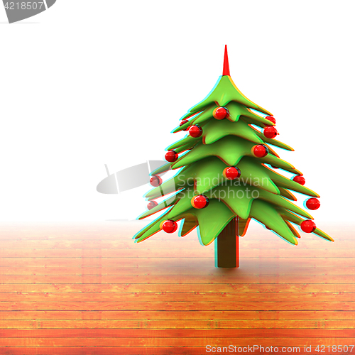 Image of Christmas background. 3d illustration. Anaglyph. View with red/c