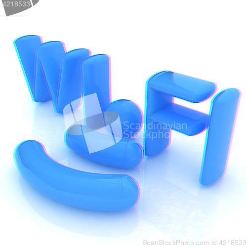 Image of WiFi symbol. 3d illustration. Anaglyph. View with red/cyan glass