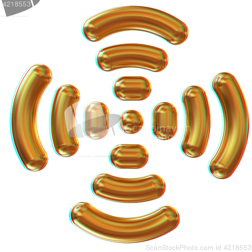 Image of Radio Frequency Identification symbol. 3d illustration. Anaglyph