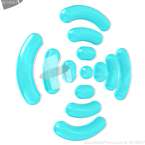 Image of Radio Frequency Identification symbol. 3d illustration. Anaglyph