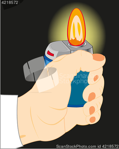 Image of Hand with cigarette-lighter in the dark