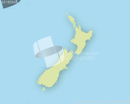 Image of Map of New Zealand with shadow