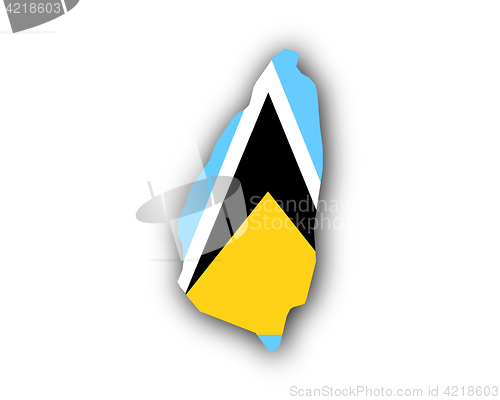 Image of Map and flag of Saint Lucia