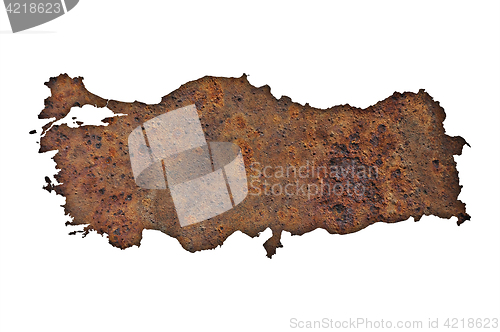 Image of Map of Turkey on rusty metal