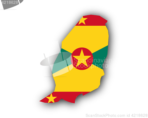 Image of Map and flag of Grenada