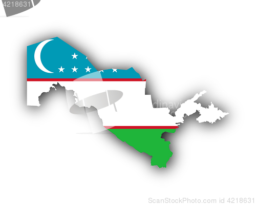 Image of Map and flag of Uzbekistan