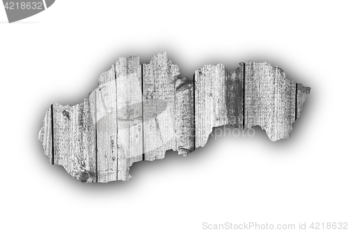 Image of Map of Slovakia on weathered wood