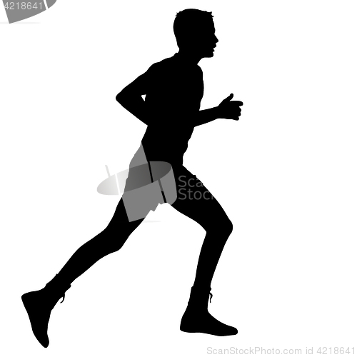 Image of Black Silhouettes Runners sprint men on white background