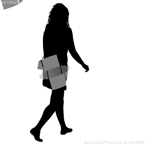 Image of Black silhouette woman standing, people on white background