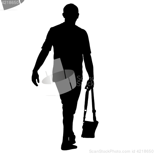 Image of Black silhouette man standing, people on white background