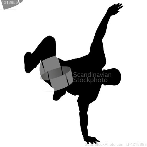 Image of Black Silhouettes breakdancer on a white background