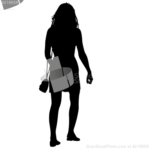 Image of Black silhouette woman standing, people on white background