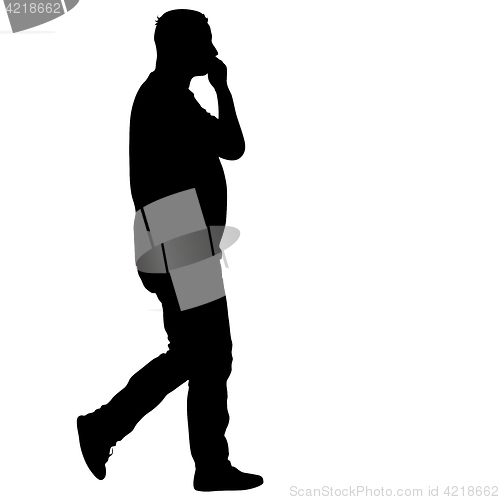 Image of Black silhouette man standing, people on white background