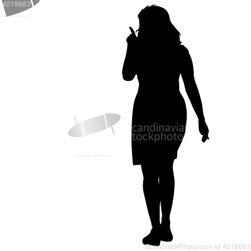 Image of Black silhouette woman standing, people on white background