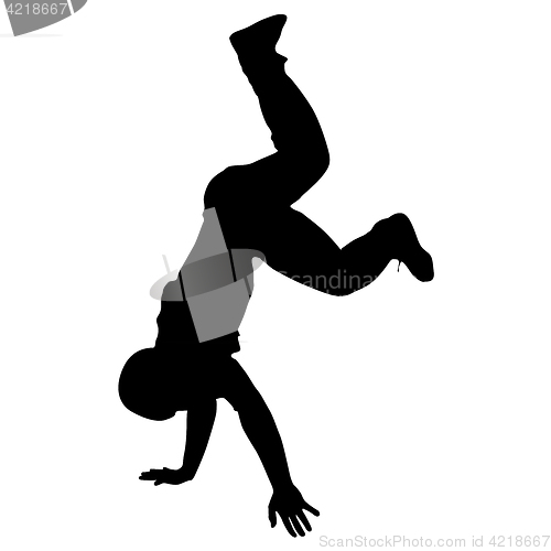 Image of Black Silhouettes breakdancer on a white background