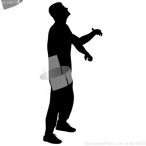 Image of Black Silhouettes breakdancer on a white background