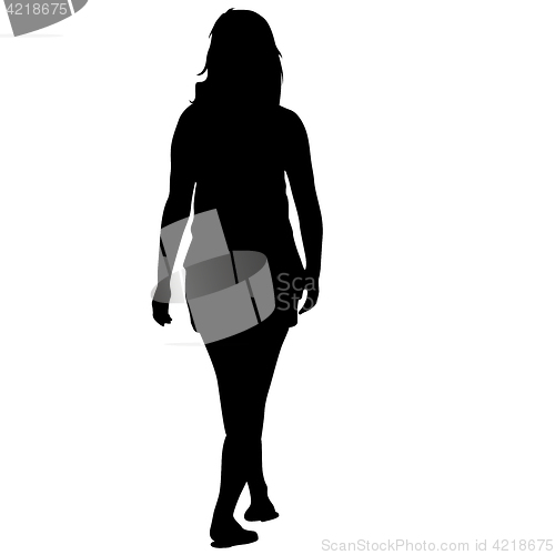 Image of Black silhouette woman standing, people on white background
