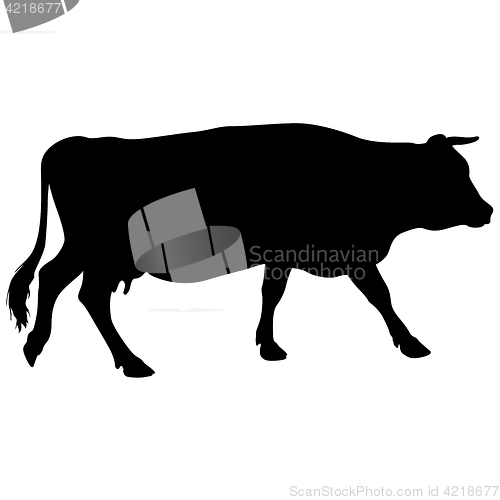 Image of Black silhouette of cash cow on white background
