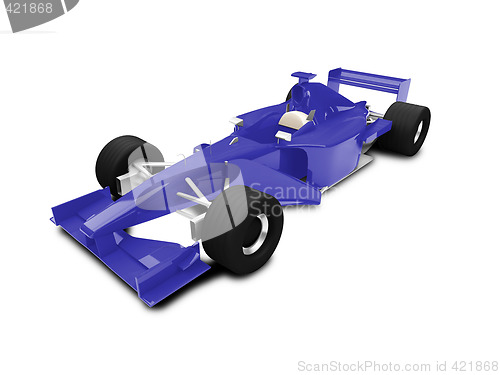 Image of isolated blue speed car front view