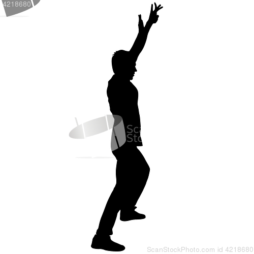 Image of Black Silhouettes breakdancer on a white background