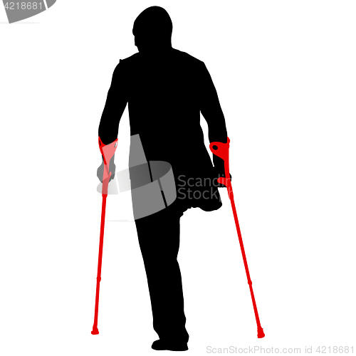 Image of Silhouette of disabled people on a white background. illustration