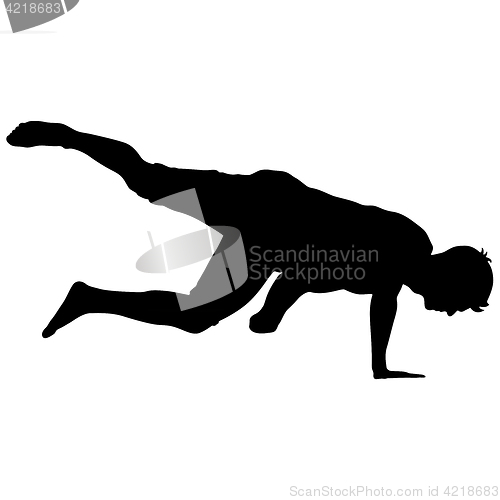 Image of Black Silhouettes breakdancer on a white background