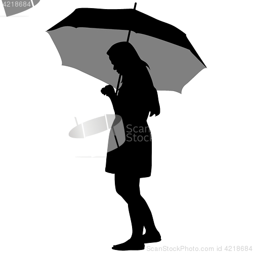 Image of Black silhouettes of women under the umbrella