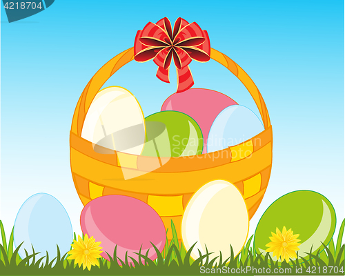 Image of Peaster egg in basket