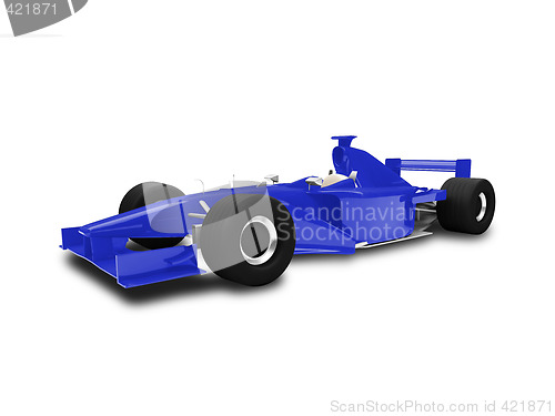 Image of isolated blue speed car front view