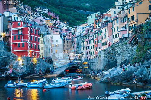 Image of Riomaggiore in Cinque Terre, Italy - Summer 2016 - Sunset Hour