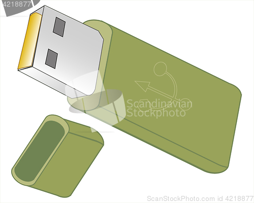 Image of Flash drive on white background